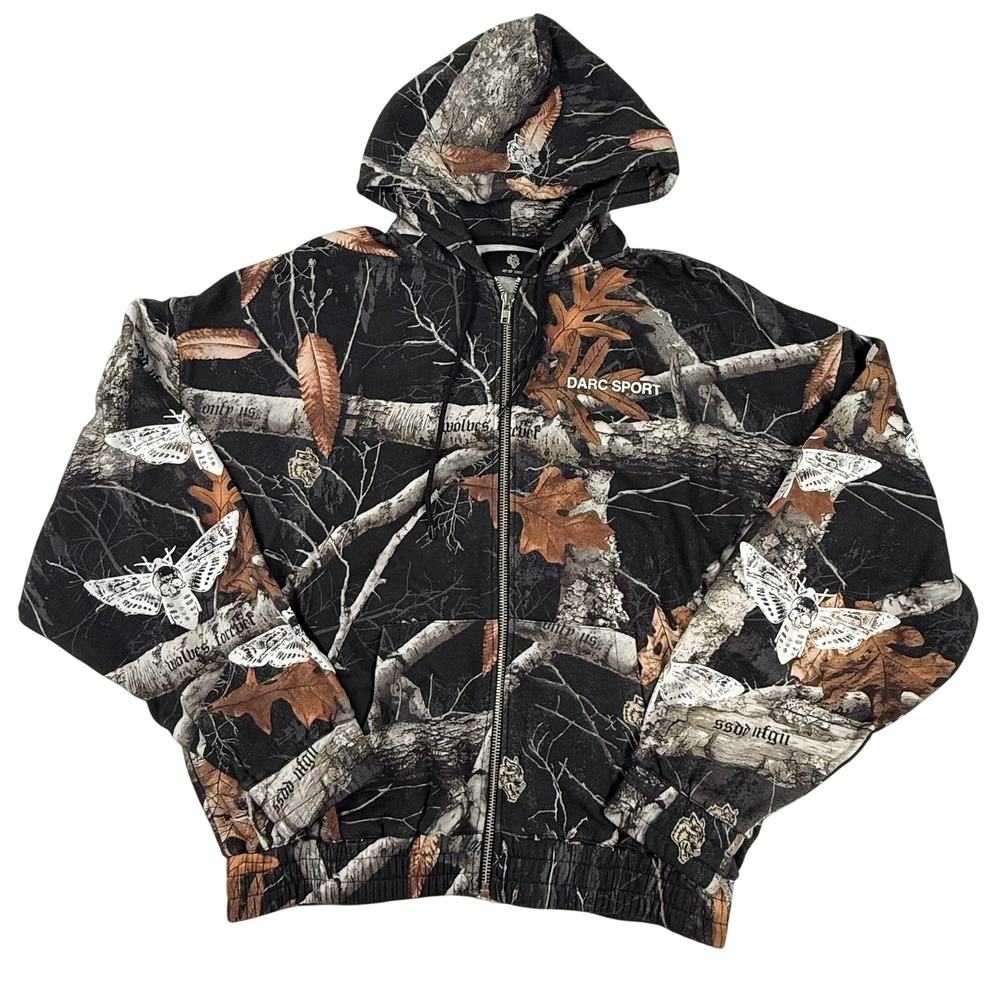 Darc Sport Wolves Forever Moth Camo Zip Hoodie XL Limited Edition 457/1000 Black
